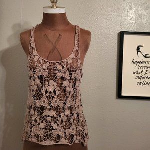 Susic Taupe Crochet Tank Top
